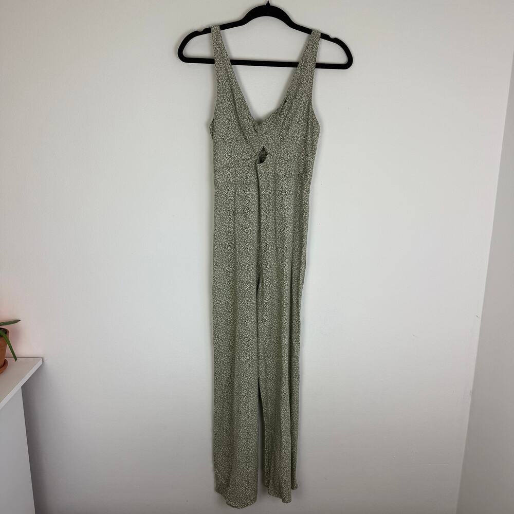Abercrombie & Fitch Womens Floral Twist Cutout Casual Light Green Jumpsuit Small